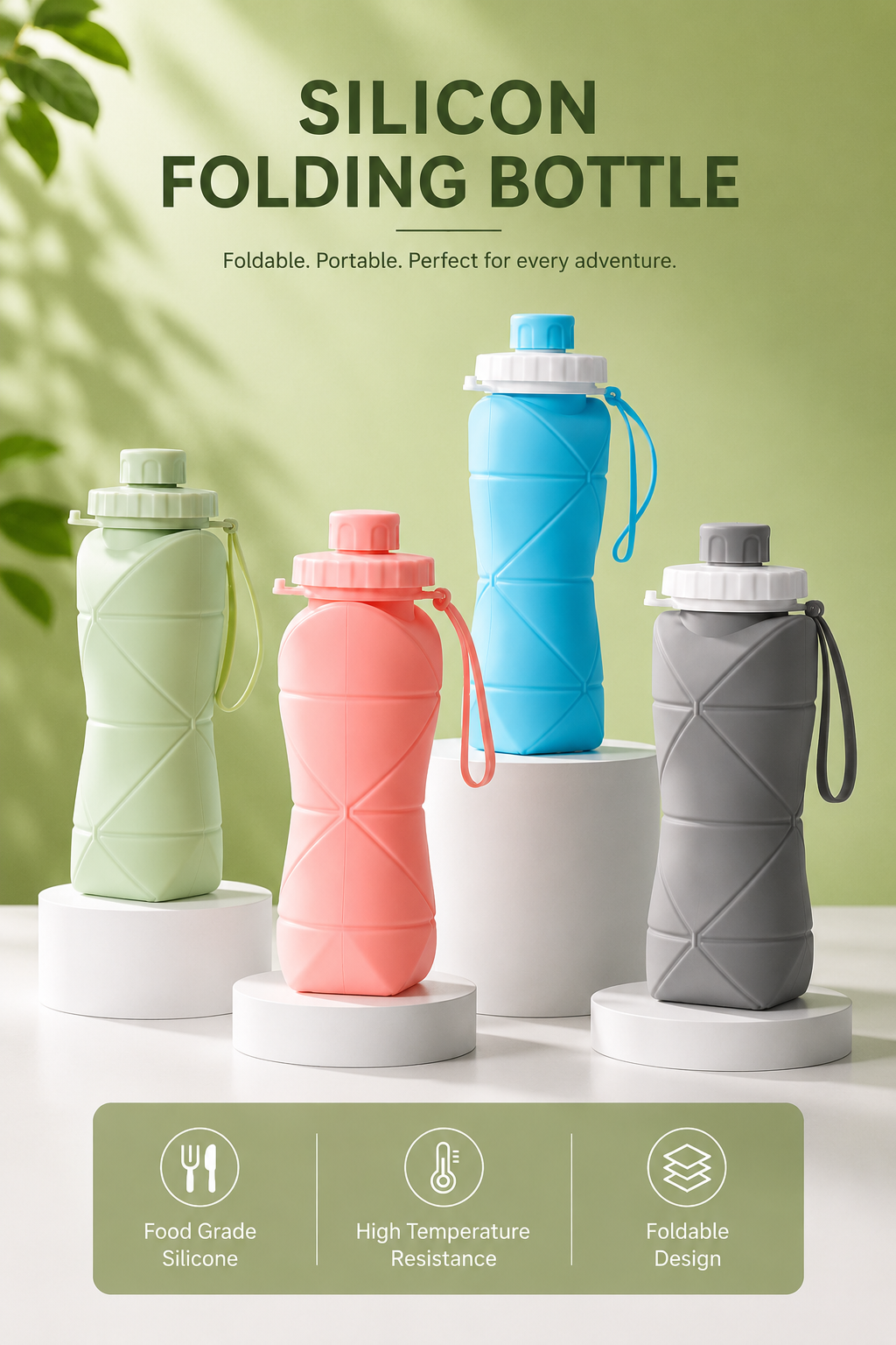 Foldable silicon water bottle 30% Off Now ‼️
