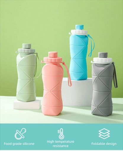 Foldable silicon water bottle