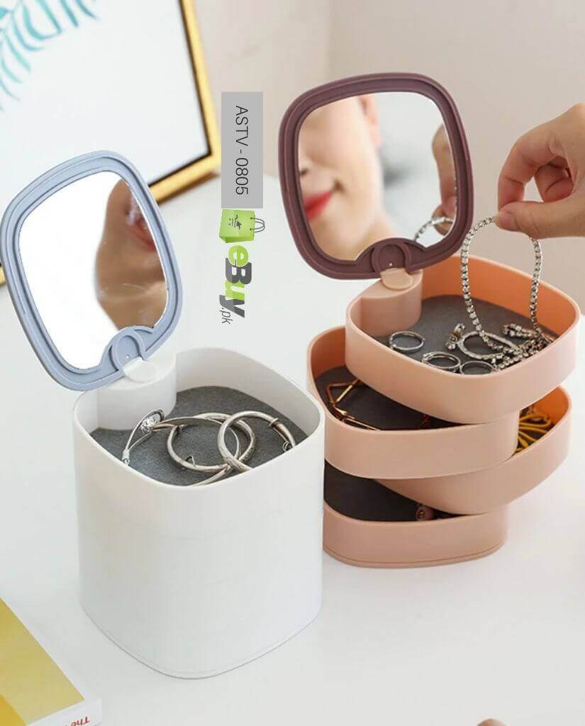 4 layer rotating Jewelry box with mirror 🪞